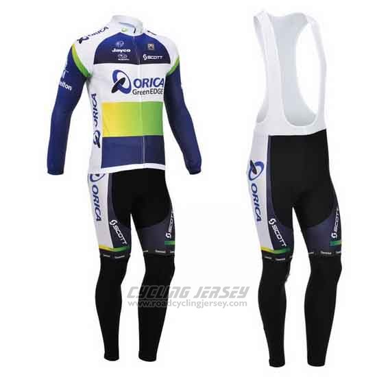 2013 Cycling Jersey Orica GreenEDGE Blue Long Sleeve and Bib Tight